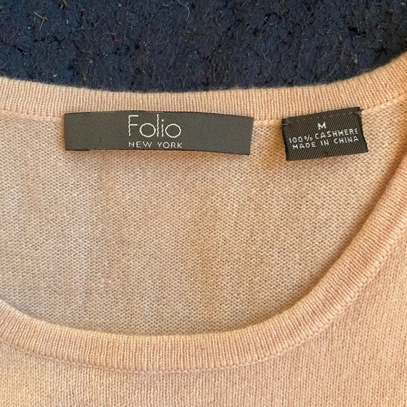 Folio New York Pink Cashmere Sleeveless Sweater Flaw Size M - Picture 3 of 4